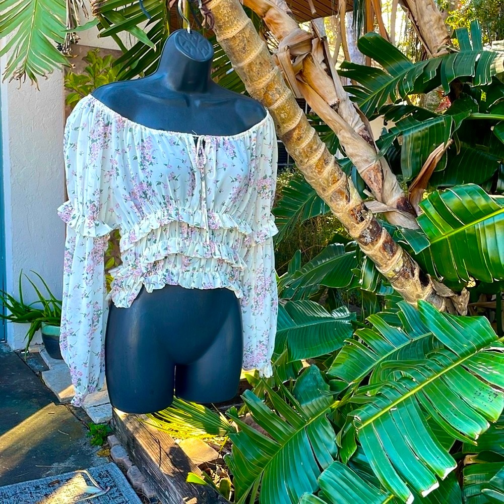 Floral Off-Shoulder Ruffle Top - Picture 3 of 6